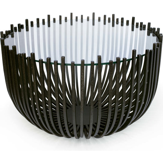 001 S-341733 | Primary Silo | Webbed Coffee Table by Regina Andrew in ebony and blackened iron. Made from steel in a modern style.