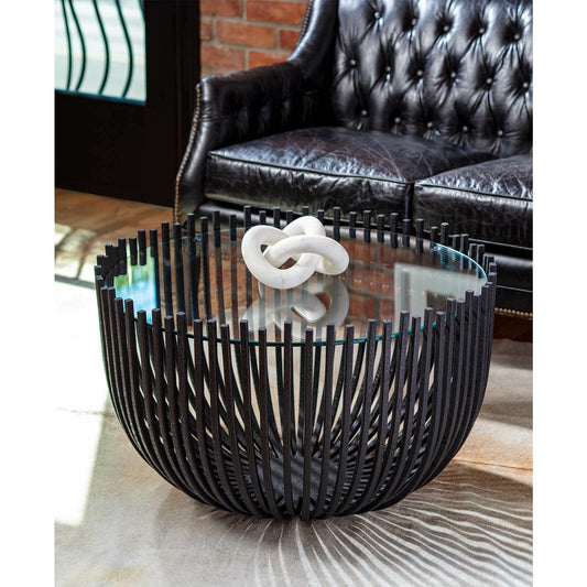 Webbed Coffee Table by Regina Andrew in ebony and blackened iron. Made from steel in a modern style.