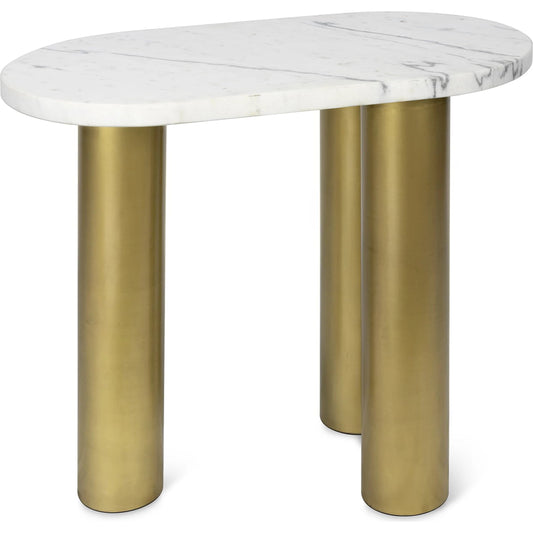 Gabrielle Marble End Table by Regina Andrew in white and natural stone. Made from marble in a modern style.