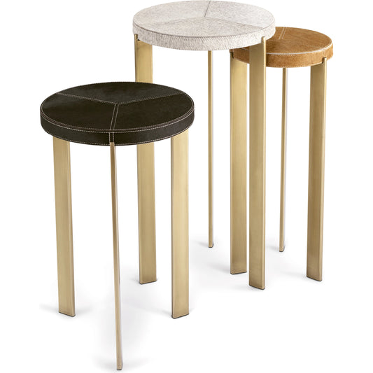 Andres Hair on Hide Mixer Table Set by Regina Andrew. Made from steel in a modern style.