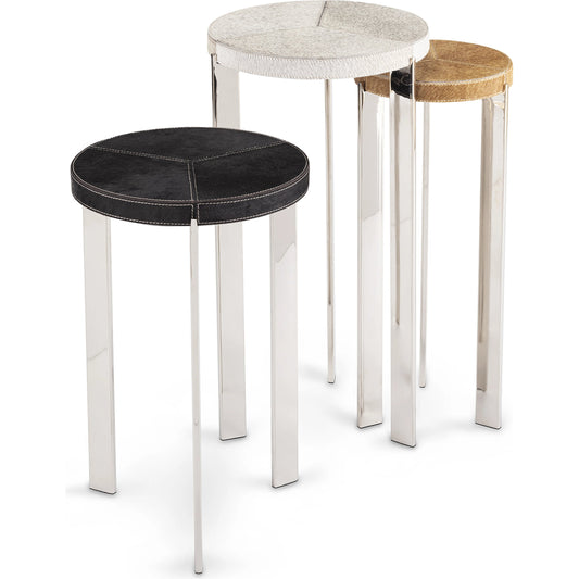 Andres Hair on Hide Mixer Table Set by Regina Andrew. Made from steel in a modern style.