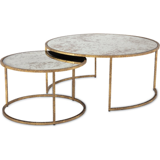 Anastasia Cocktail Table by Regina Andrew in gold and antique gold. Made from iron in a modern style.