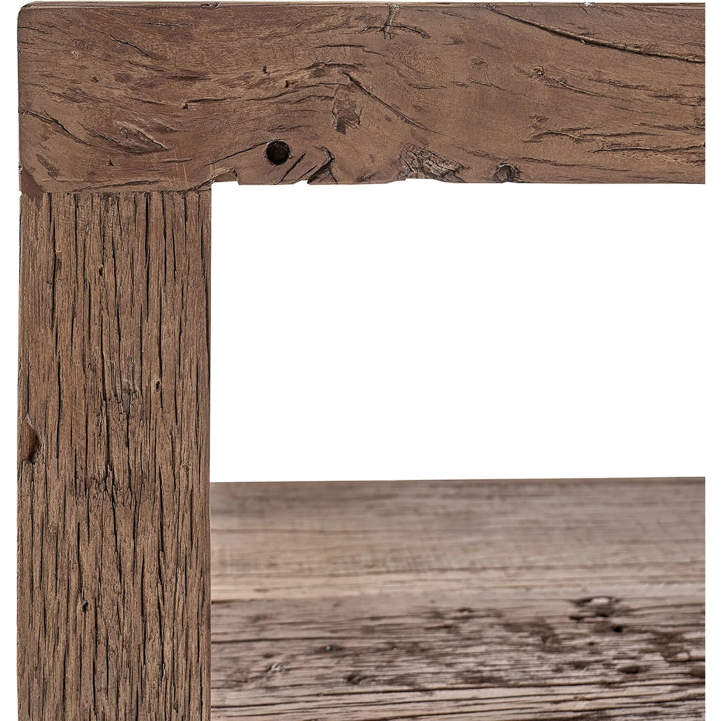 003 SI-2629037 | Closeup | Carson Wood Console Table by Regina Andrew in brown and brown. Made from reclaimed wood in a unique style.