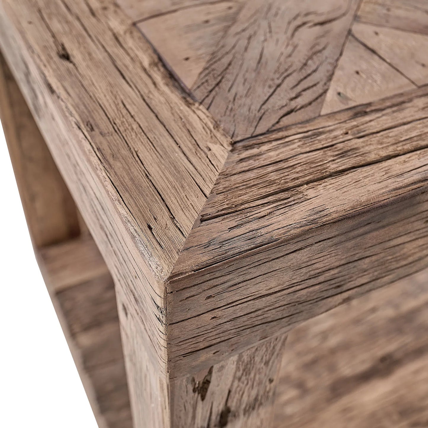 002 SI-2629039 | Closeup | Carson Wood Side Table by Regina Andrew in brown and brown. Made from reclaimed wood in a unique style.