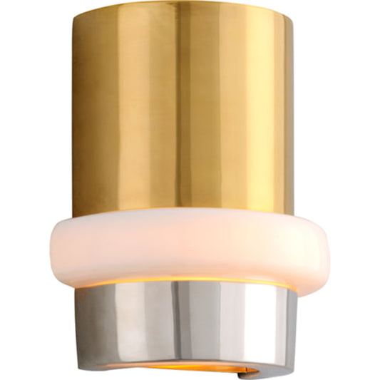 Beckenham Wall Sconce by Corbett in vintage polished brass, nickel. Made from solid brass in a modern style.