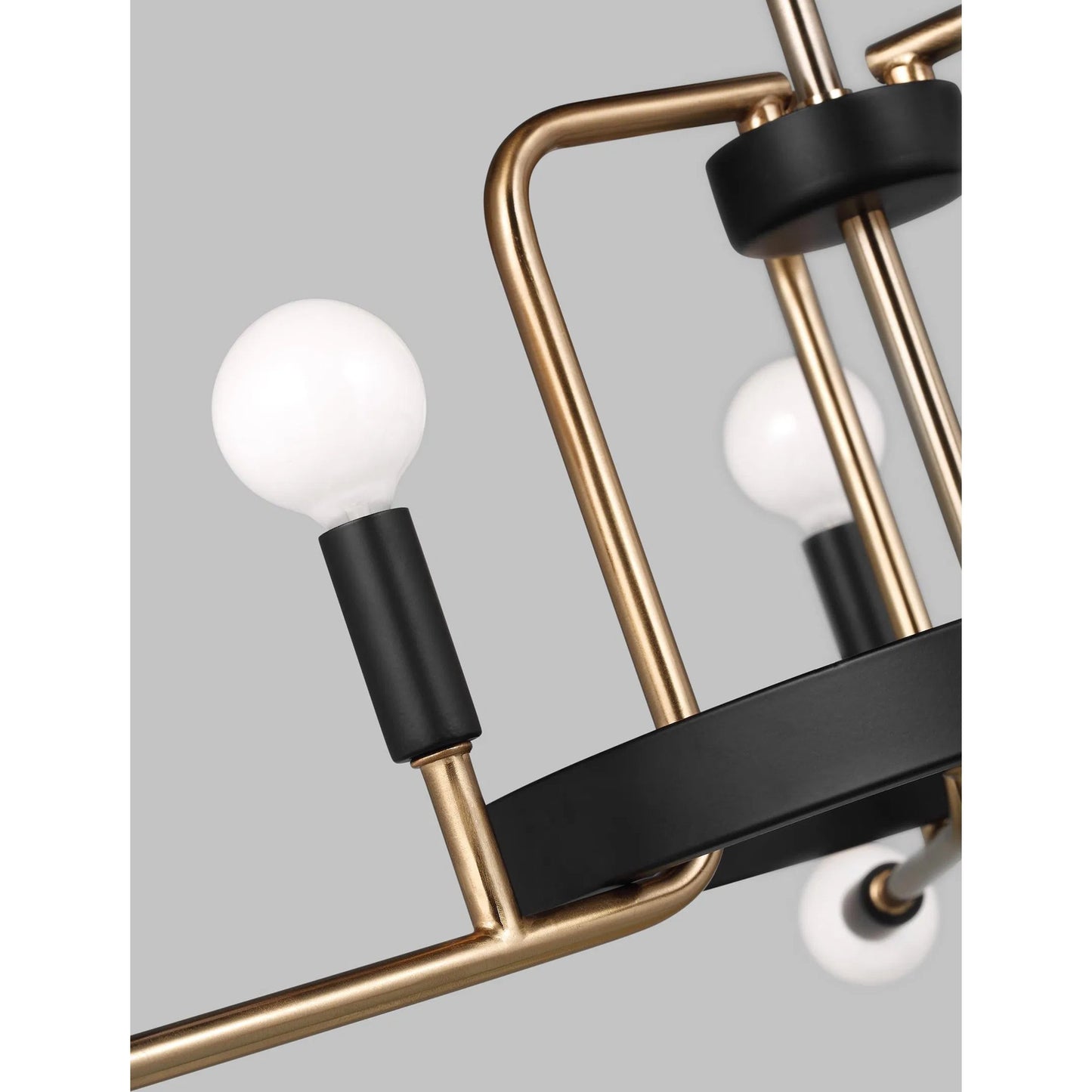 003 SI-2239144 | Closeup | Royce Nine Light Chandelier by Visual Comfort & Co. in satin brass. Made from steel in a modern style.