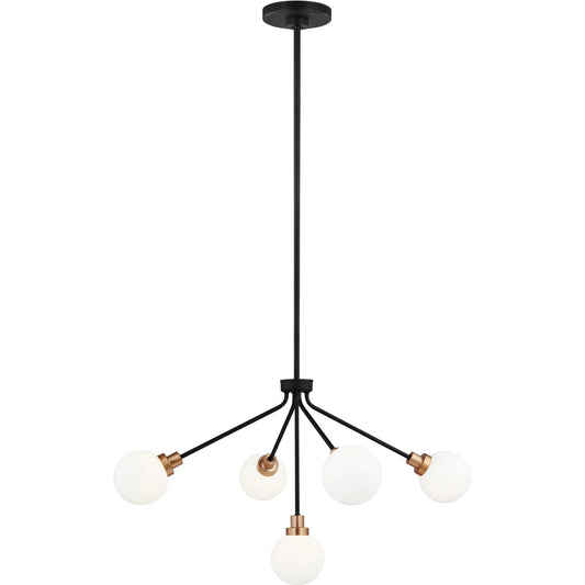 Art Five Light Chandelier by Visual Comfort & Co. in midnight black. Made from steel in a modern style.