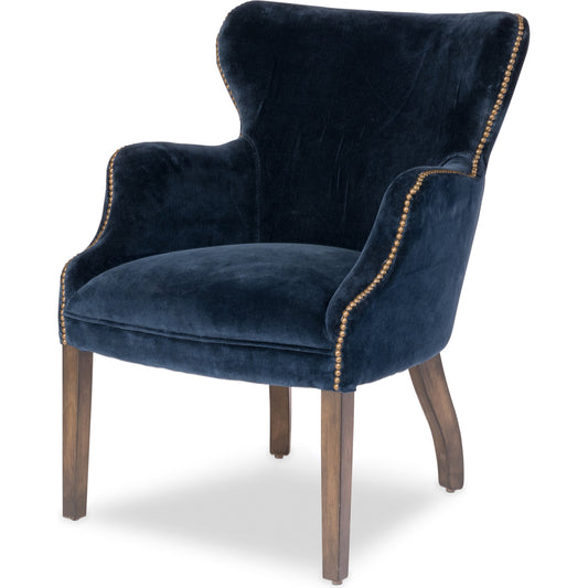 Princess Chair by Sarreid Ltd. in blue. Made from wood, velvet in a traditional style.