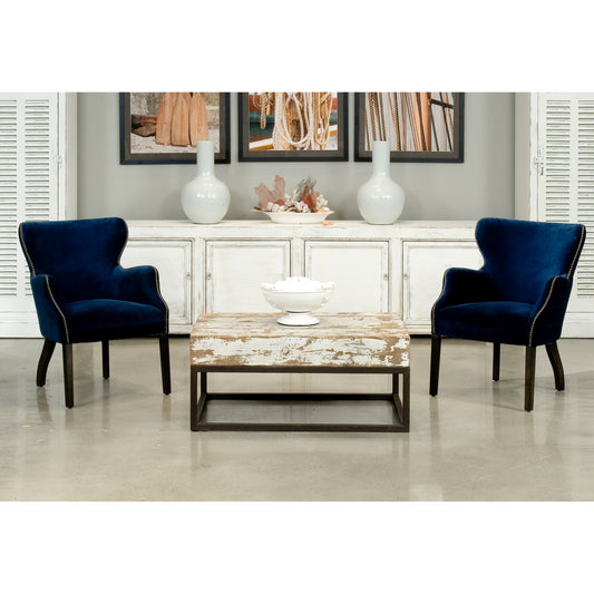Princess Chair by Sarreid Ltd. in blue. Made from wood, velvet in a traditional style.