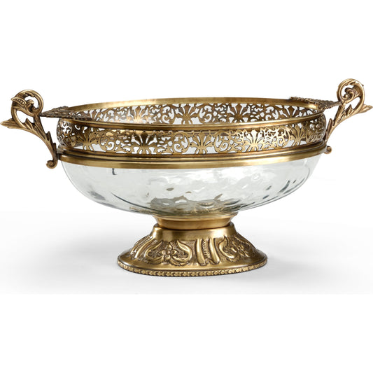 001 SR-385014 | Primary Silo | Centrepiece by Wildwood in clear, antique patina. Made from mouth blown glass in a traditional style.