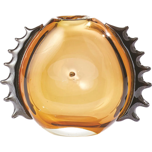 Flamer Vase by Global Views in amber, black. Made from art glass in a eclectic & global style.
