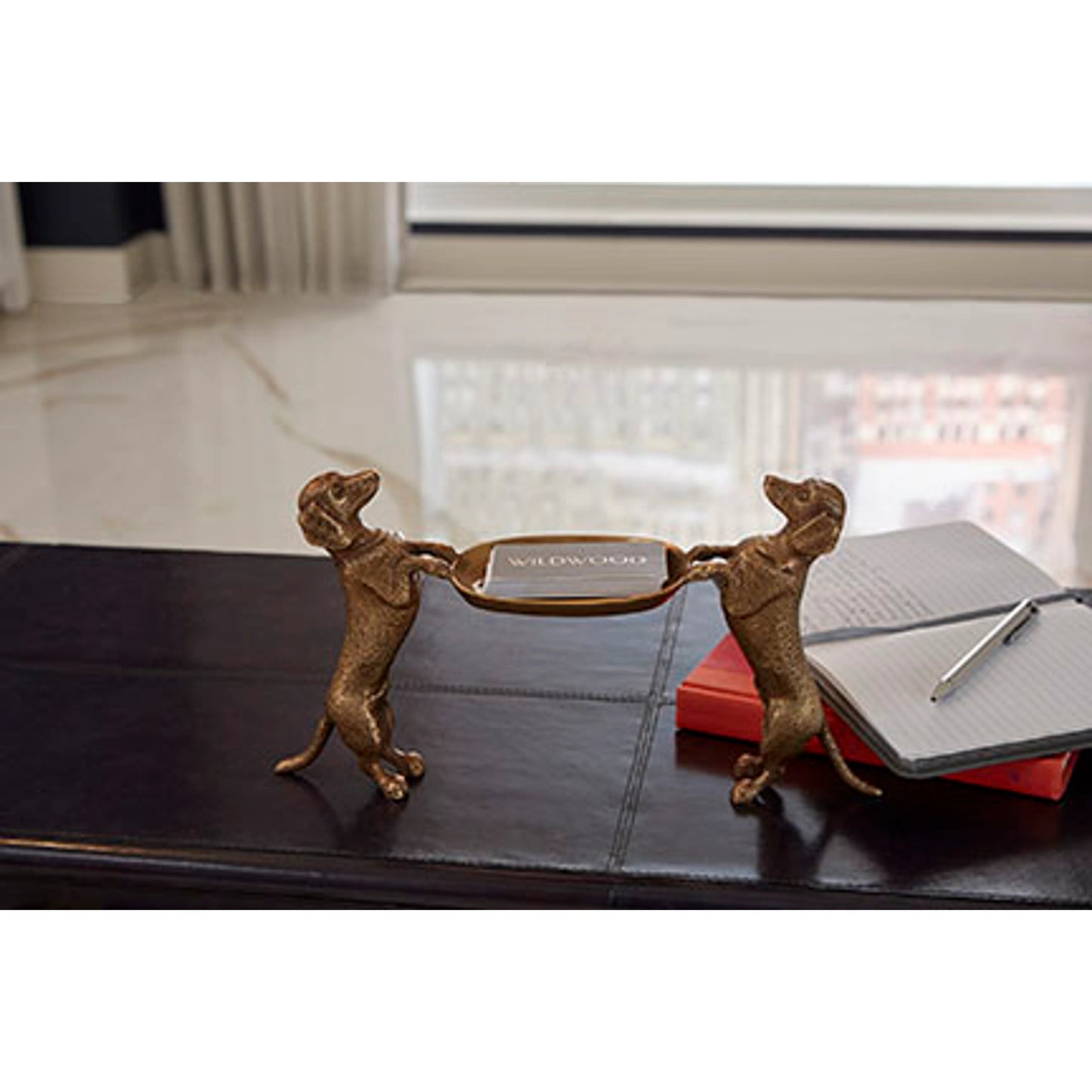 003 SR-385232 | Additional Silo | Dogs Bearing Dish by Wildwood in antique, bronze patina. Made from solid brass in a rustic style.