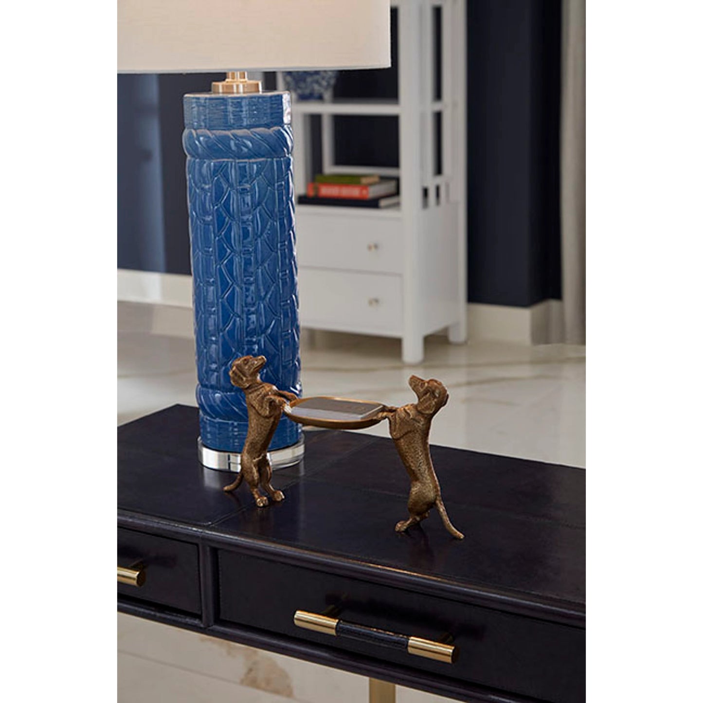 005 SR-385232 | Additional Silo | Dogs Bearing Dish by Wildwood in antique, bronze patina. Made from solid brass in a rustic style.