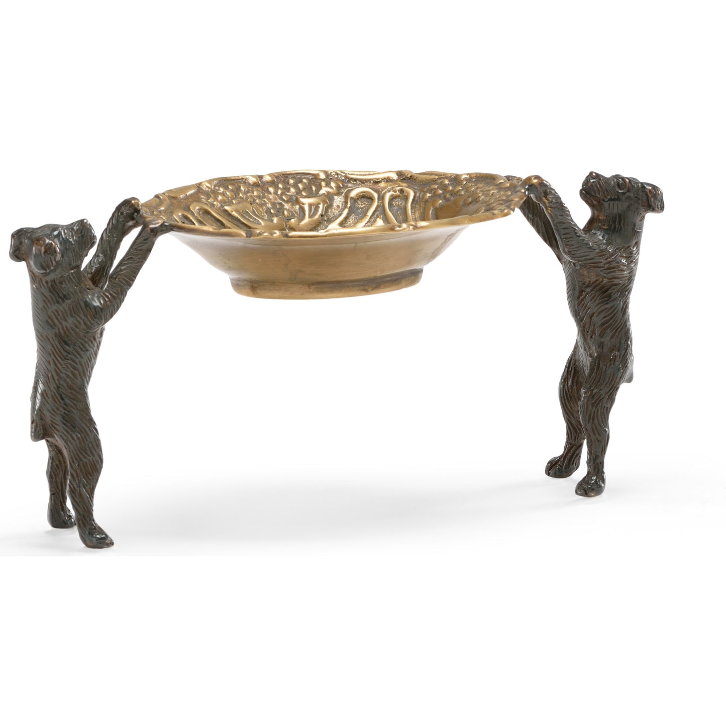 001 SR-385232 | Additional Silo | Dogs Bearing Dish by Wildwood in antique, bronze patina. Made from solid brass in a rustic style.