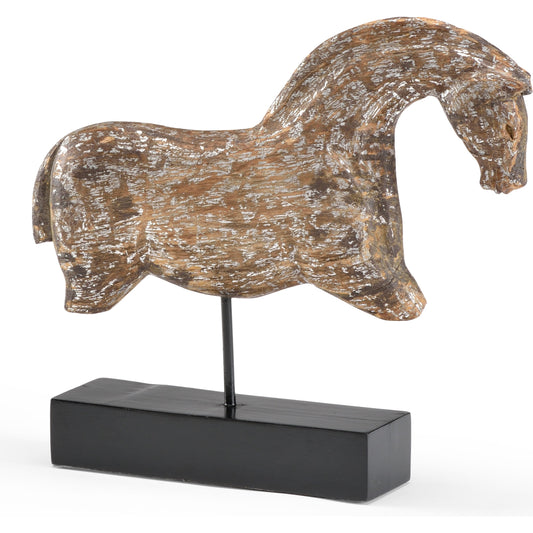Footless Horse by Wildwood in worn silver, black. Made from wood in a eclectic & global style.