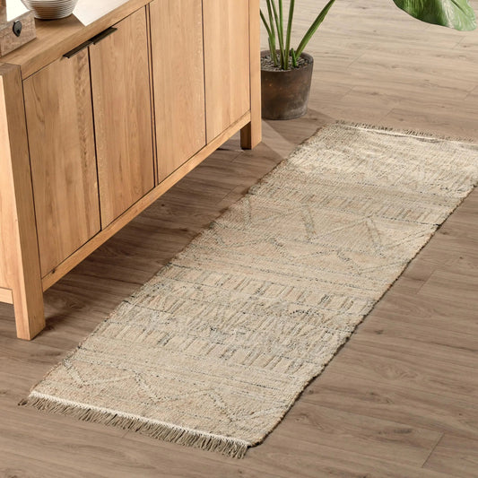 Megan Jute Blend Area Rug by Villa by Classic Home in natural. Made from 100% jute in a unique style.