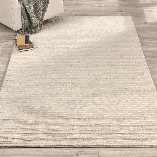 Dawson Wool Blend Fabric Handwoven Accent Area Rug by Villa by Classic Home in beige. Made from 65% polyester, 35% wool in a unique style.