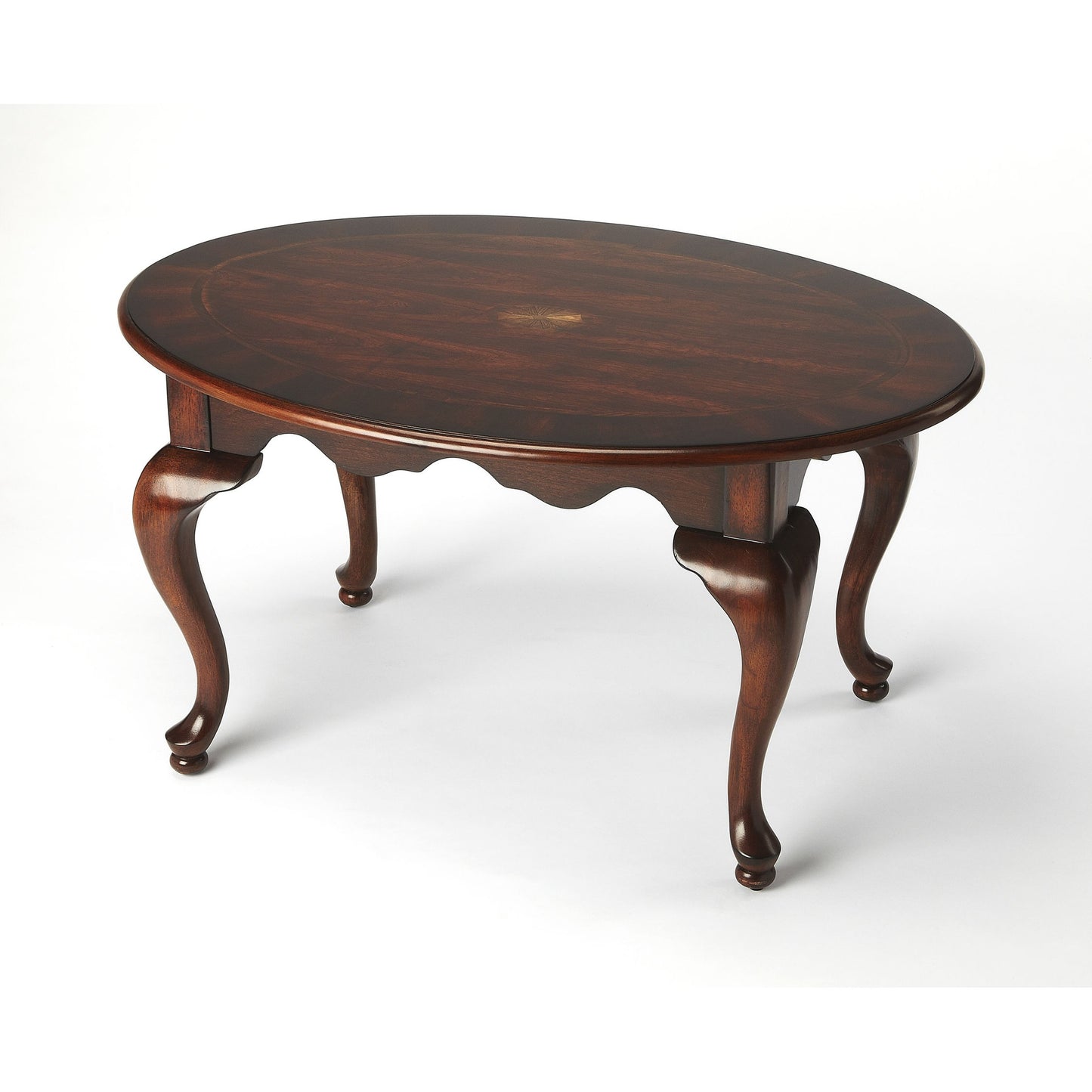 007 O-BUTLER-3012024 | Additional Silo | Grace Oval Cocktail Table by Butler Specialty Company. Made from rubberwood solids, mdf, cherry, maple, walnut veneers in a traditional style.