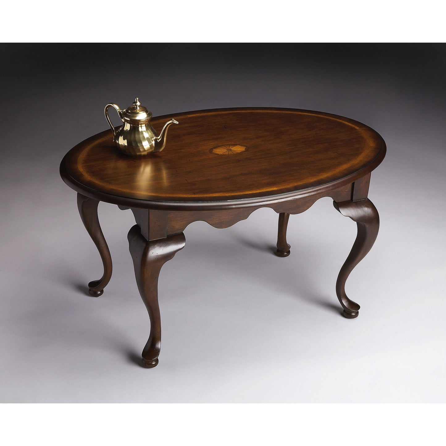 005 O-BUTLER-3012024 | Additional Silo | Grace Oval Cocktail Table by Butler Specialty Company. Made from rubberwood solids, mdf, cherry, maple, walnut veneers in a traditional style.