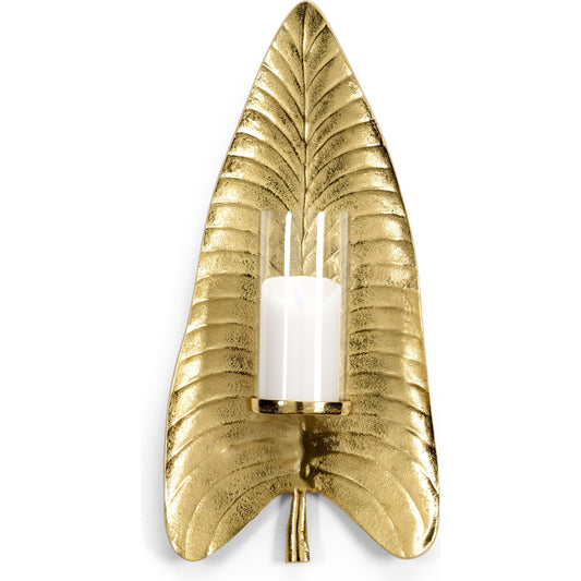 Arrow Leaf Wall Sconce by Wildwood in brass plated, clear. Made from aluminum in a transitional style.