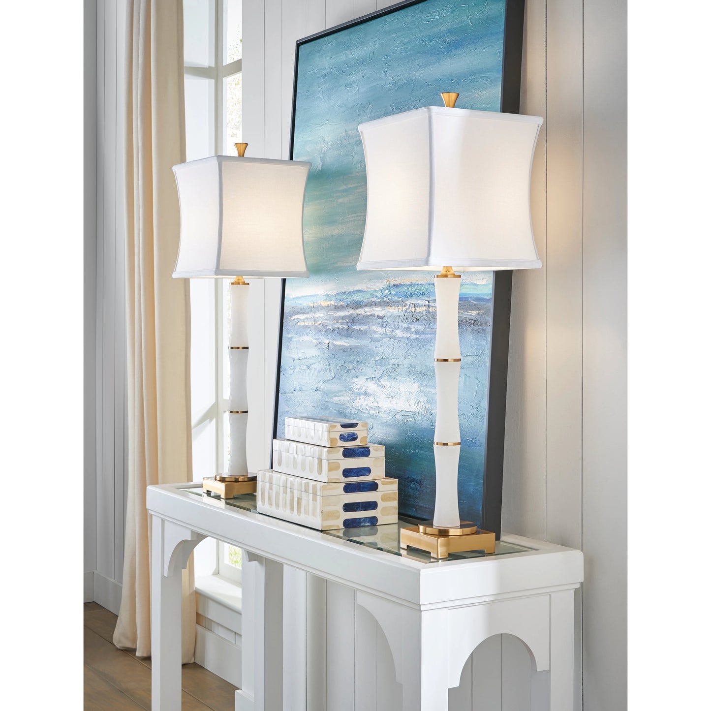 006 SR-386039 | Lifestyle | Mozart Boxes by Wildwood in inlaid, white, beige, blue. Made from composite, bone in a eclectic & global style.