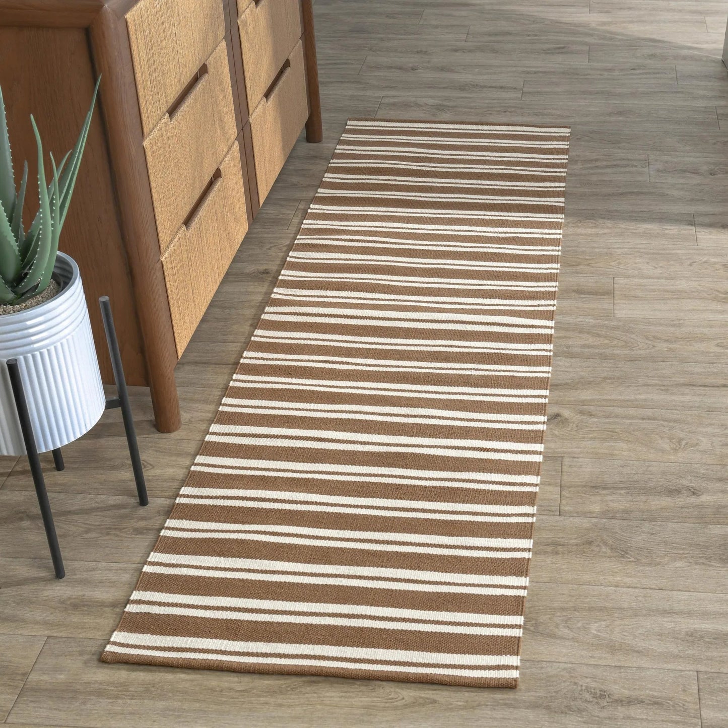 070 SI-2256303 | Lifestyle | Palma Stripe Fabric Rug by Villa by Classic Home. Made from 100% pet yarn in a unique style.