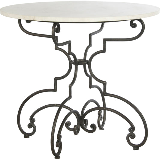 The French Iron, Marble Table by Sarreid Ltd. in black, ivory and iron old iron finish. Made from marble, iron in a traditional style.