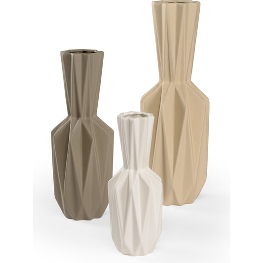001 SR-385804 | Primary Silo | Lerdorf Vases by Wildwood in white, charcoal, tan glaze. Made from ceramic in a modern style.