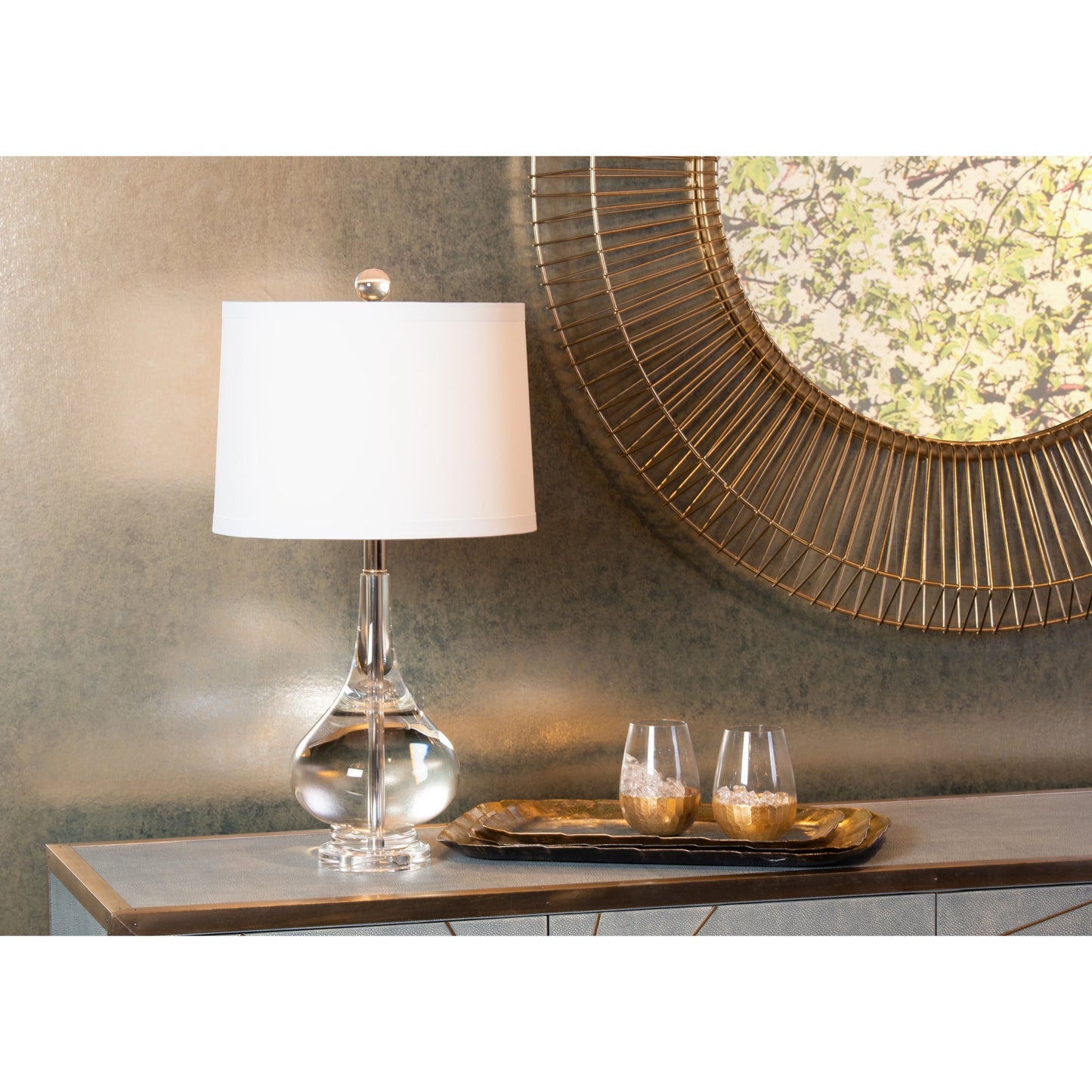 005 SR-385527 | Lifestyle | Grant Trays by Wildwood in gray, gold, pearl. Made from iron in a eclectic & global style.