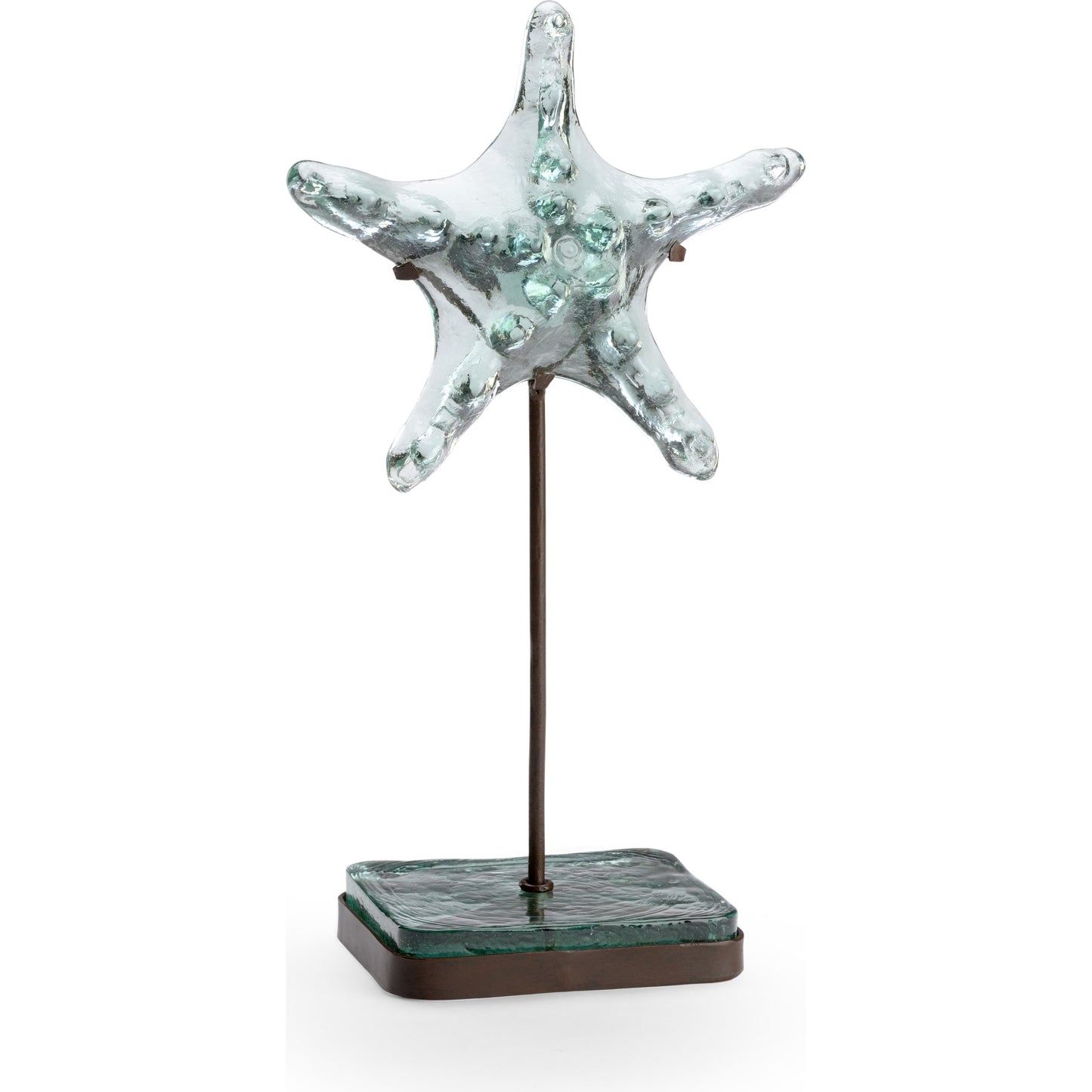 001 SR-386461 | Additional Silo | Starfish on Stand by Wildwood in recycled green, rust. Made from glass, iron in a coastal style.