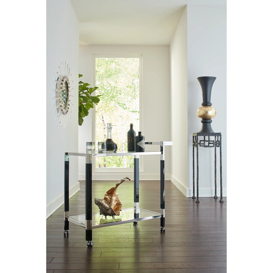 Arden Mirror by Wildwood in polished nickel, clear, plain. Made from stainless steel, acrylic, mirror in a modern style.