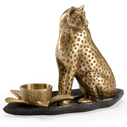 001 SR-837108 | Primary Silo | Brass Cat Candlestick by Wildwood in antique, black. Made from brass, aluminum in a eclectic & global style.