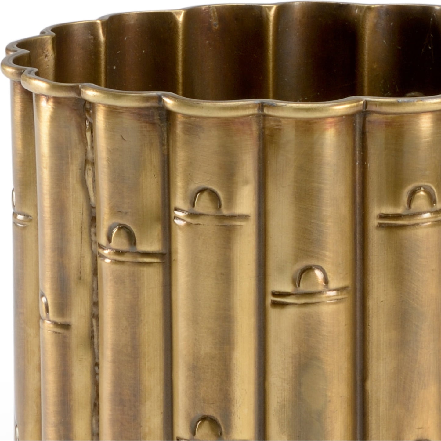 002 SR-837107 | Additional Silo | Brass Bamboo Planter by Wildwood in antique. Made from brass in a eclectic & global style.