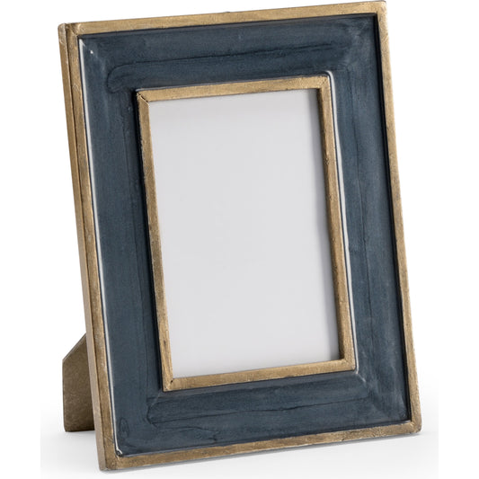 Teal Frame by Wildwood in teal, antique gold enamel, clear. Made from aluminum, glass in a transitional style.