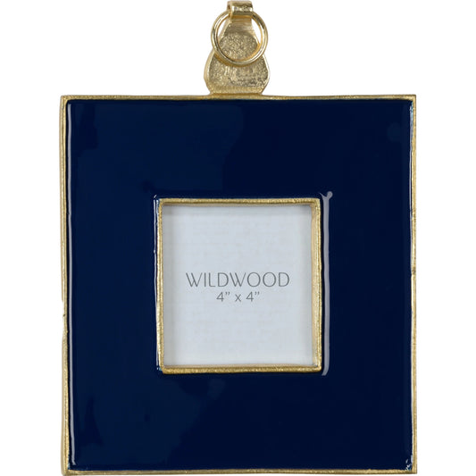 Navy Enamel Wall Frame by Wildwood in gold, navy blue, clear, plain. Made from metal/enamel/glass in a modern style.