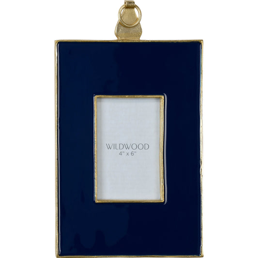 Navy Enamel Wall Frame by Wildwood in gold, navy blue, clear, plain. Made from metal/enamel/glass in a modern style.