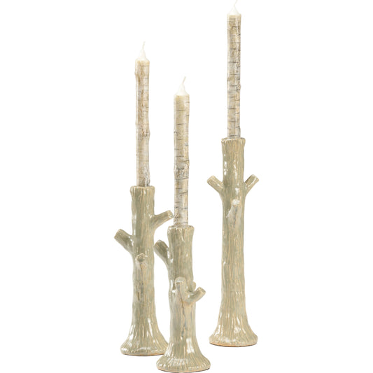 Faux Bois Candlesticks by Wildwood. Made from ceramic in a traditional style.