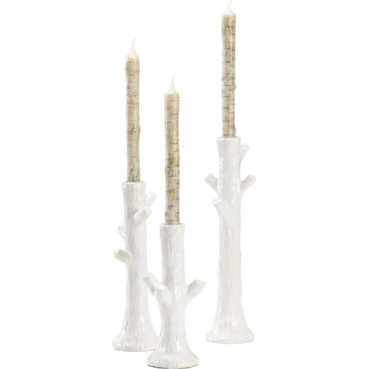 Faux Bois Candlesticks by Wildwood. Made from ceramic in a traditional style.