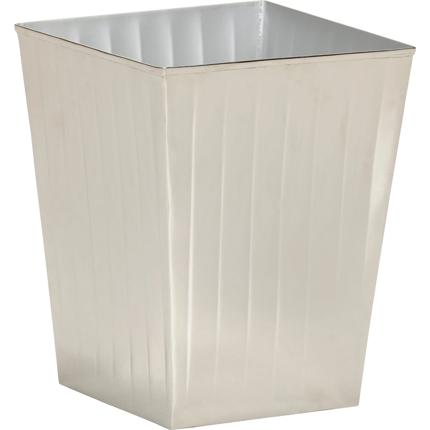001 SI-2104949 | Primary Silo | Ribbed Wastebasket by Wildwood in polished nickel. Made from aluminum in a modern style.