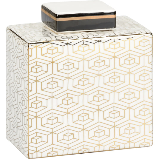 Clara Canister by Wildwood in white glaze, gold. Made from porcelain in a modern style.