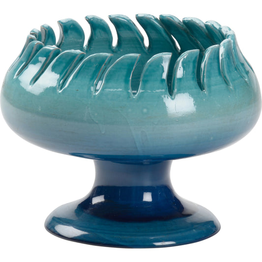Como Compote by Wildwood in blue, turquoise glaze. Made from ceramic in a coastal style.