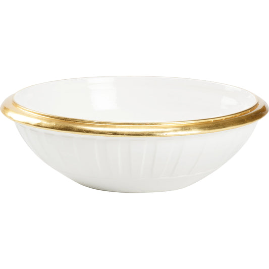 001 SI-2105090 | Primary Silo | Blanco Bastimento Bowl by Wildwood in white glaze, gold leaf. Made from unique in a modern style.
