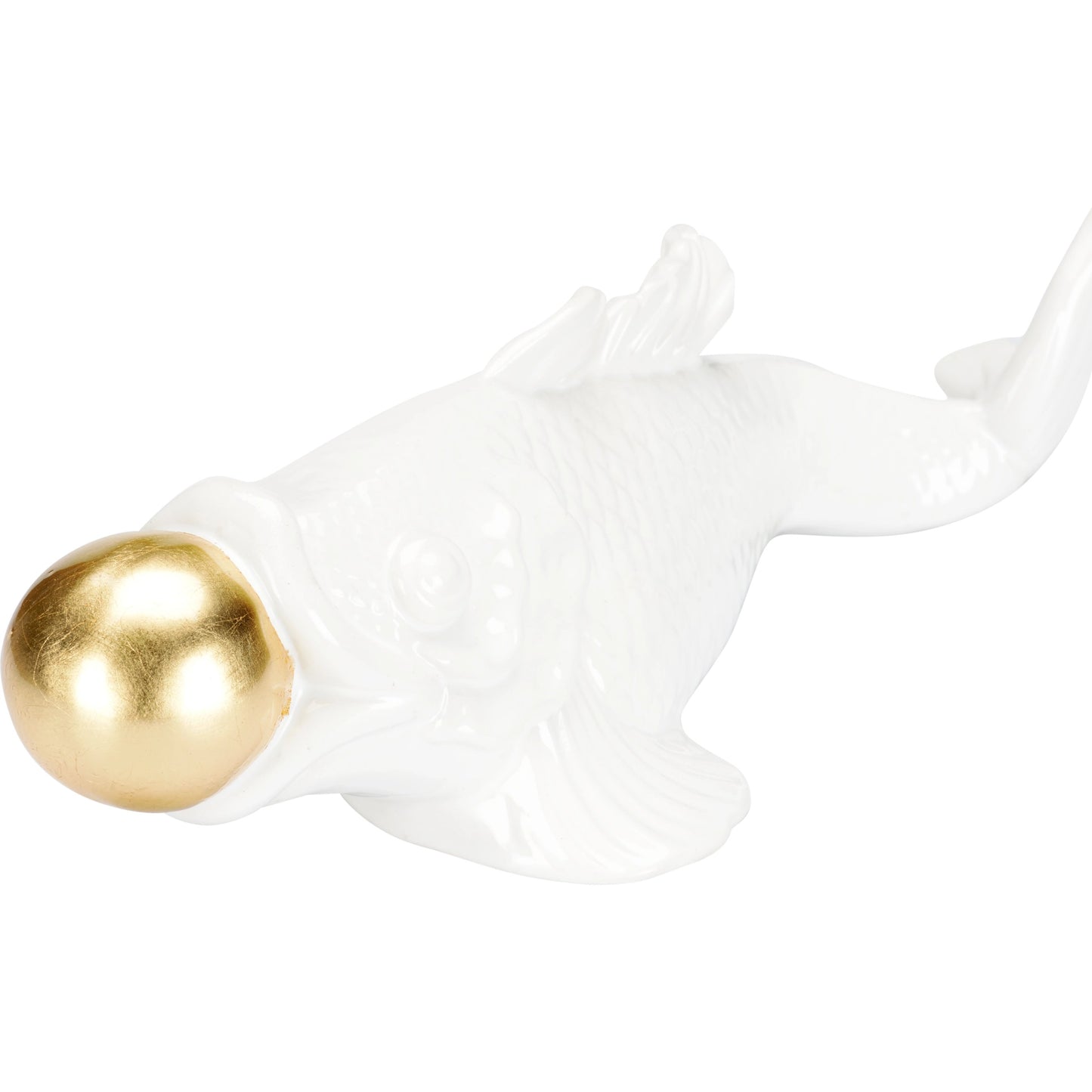 006 SI-2105095 | Additional Silo | Imperial Koi by Wildwood in white glaze, gold leaf. Made from ceramic in a modern style.