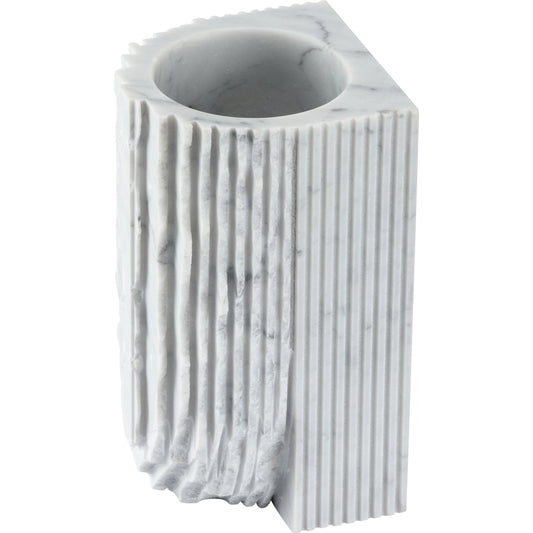 Gwyn Vase by Wildwood in natural white. Made from honed carrera marble in a modern style.
