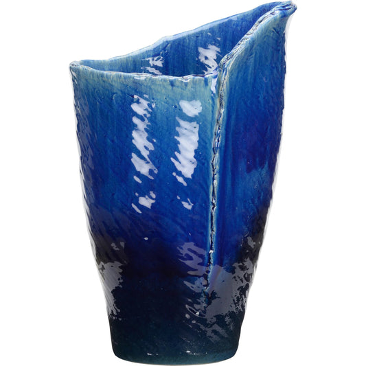 001 SI-2335259 | Primary Silo | Okinawa Vase by Wildwood in blue and indigo glaze. Made from unique in a coastal style.