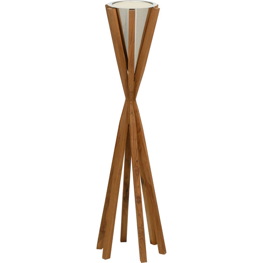 Teton Candleholder by Wildwood in brown, silver and polished nickel, natural teak. Made from unique in a modern style.