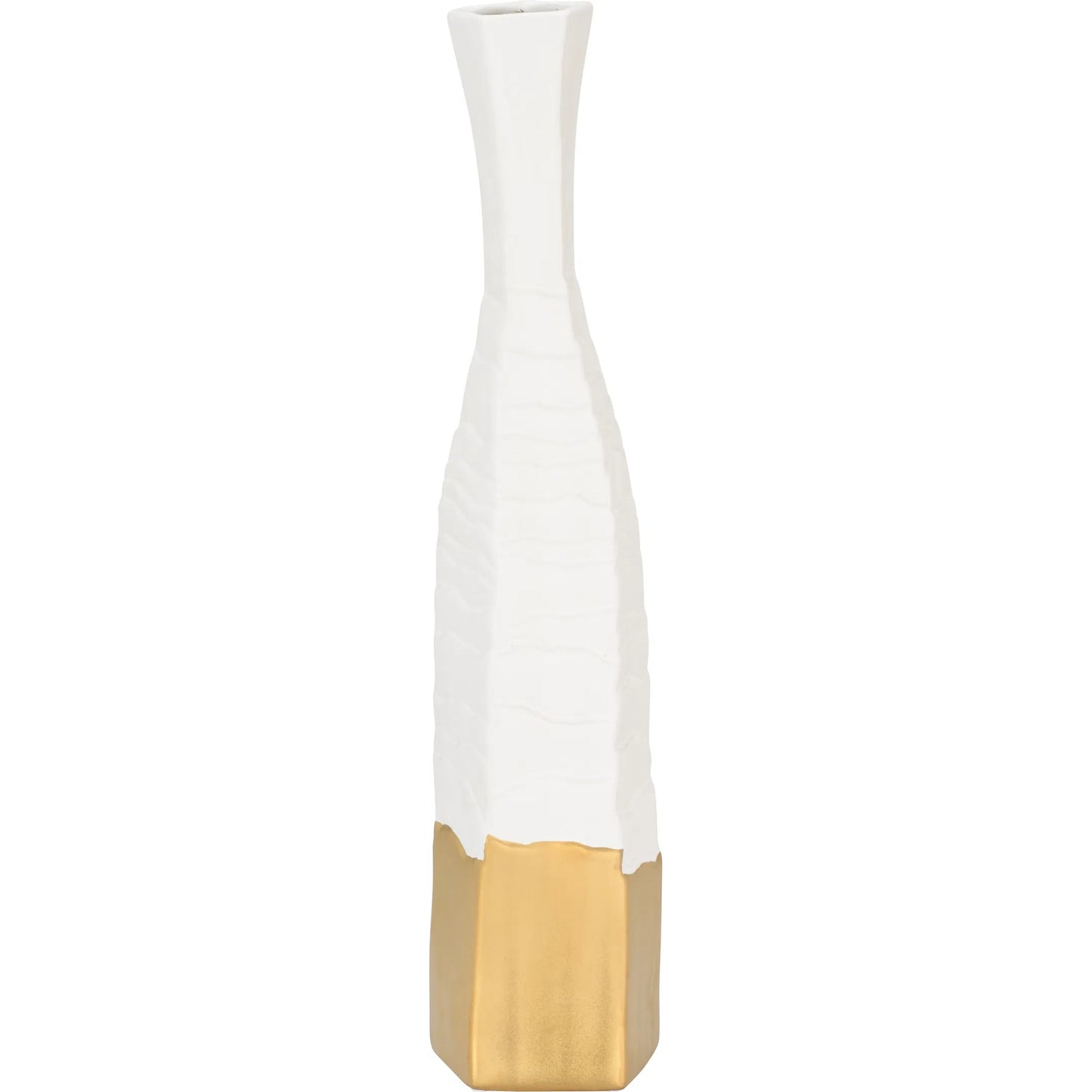 001 SI-2335183 | Primary Silo | Himari Vase by Wildwood in white, cream, gold and matte white, metallic gold glaze. Made from unique in a unique style.