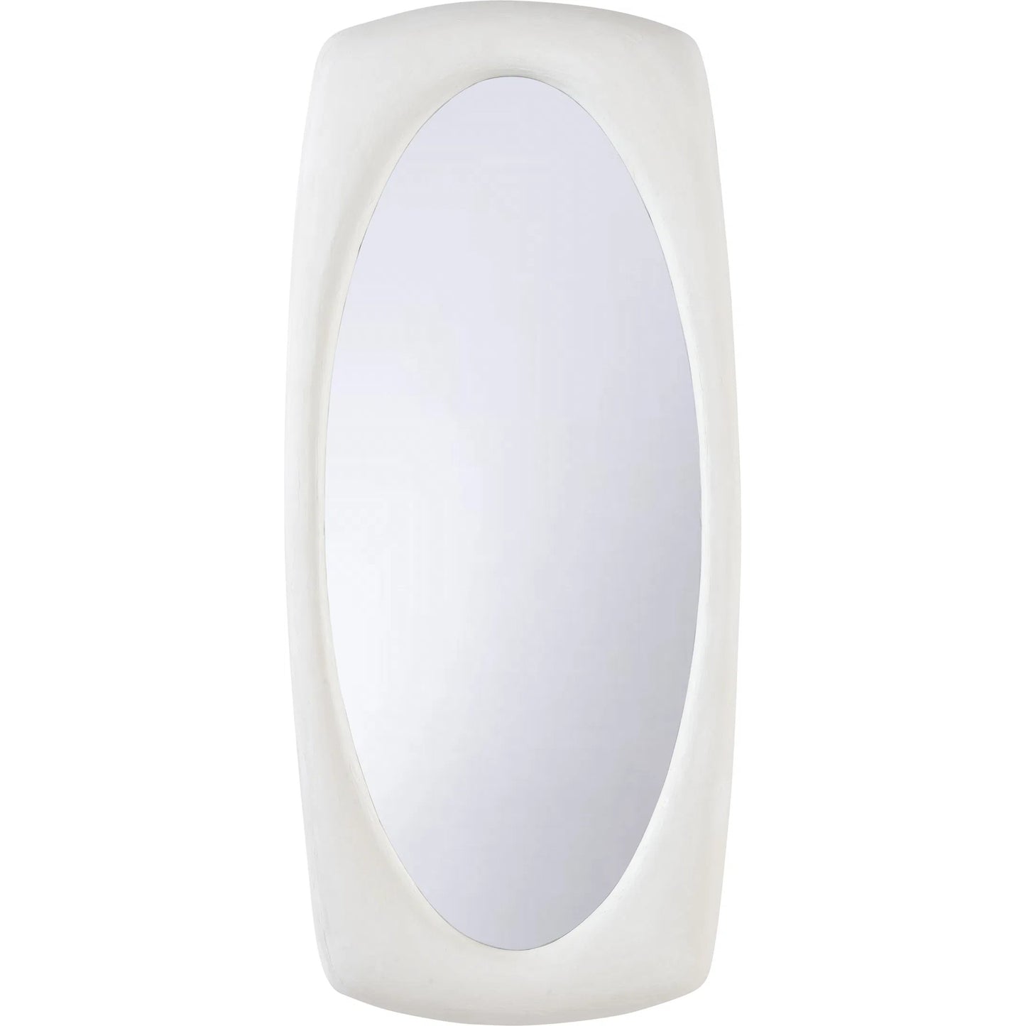 001 SI-2335162 | Primary Silo | Gaudi Mirror by Wildwood in white, cream and white gesso, clear, plain. Made from unique in a unique style.