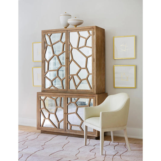 Grace Dining Chair by Global Views in antique white. Made from rubberwood, milk leather is pfas-free in a transitional style.