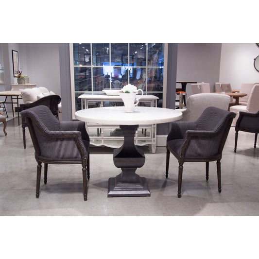 Haviland Dining Table by Sarreid Ltd. in black and banswara white marble. Made from marble, metal in a transitional style.